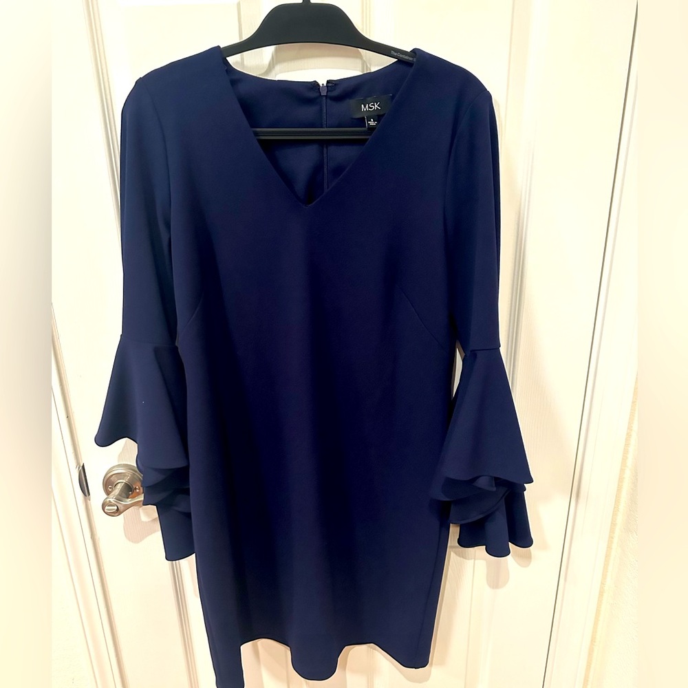 MSK Mini Dress with Bell Sleeves 8 Navy